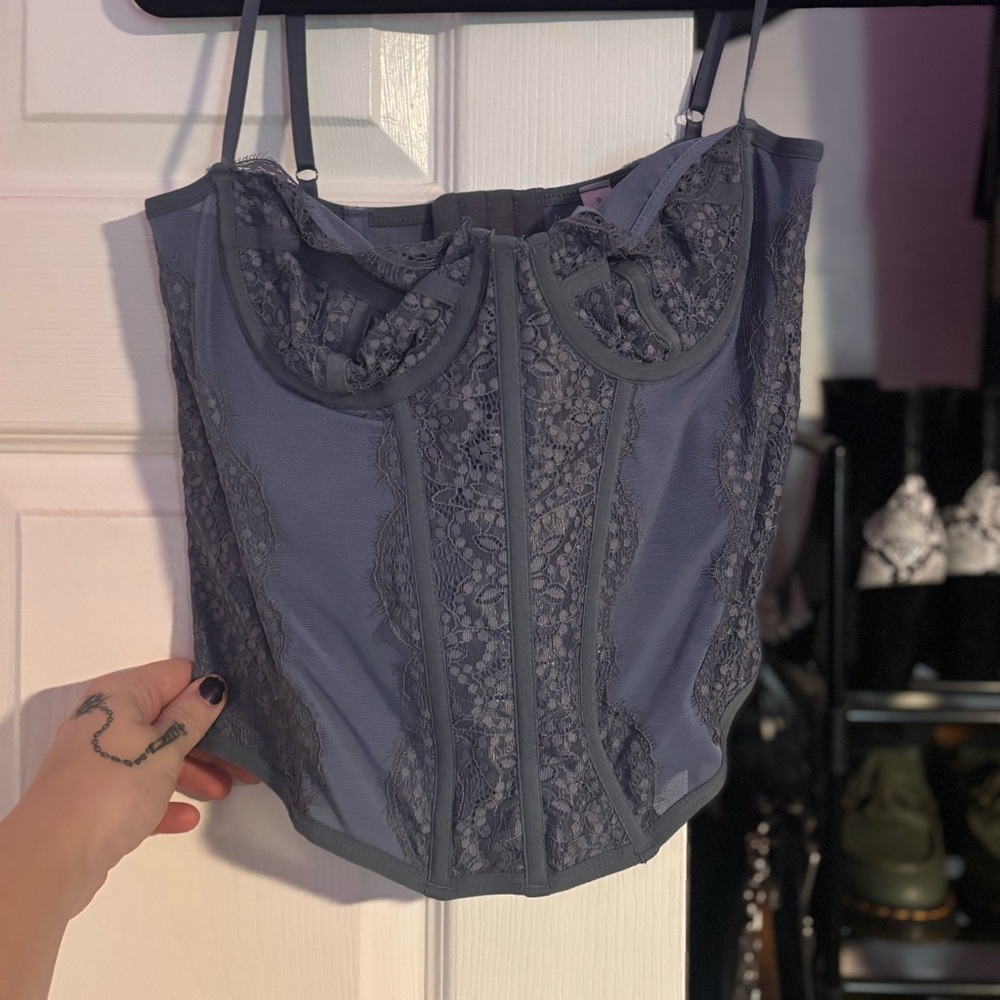 Out from under UO blue corset Large